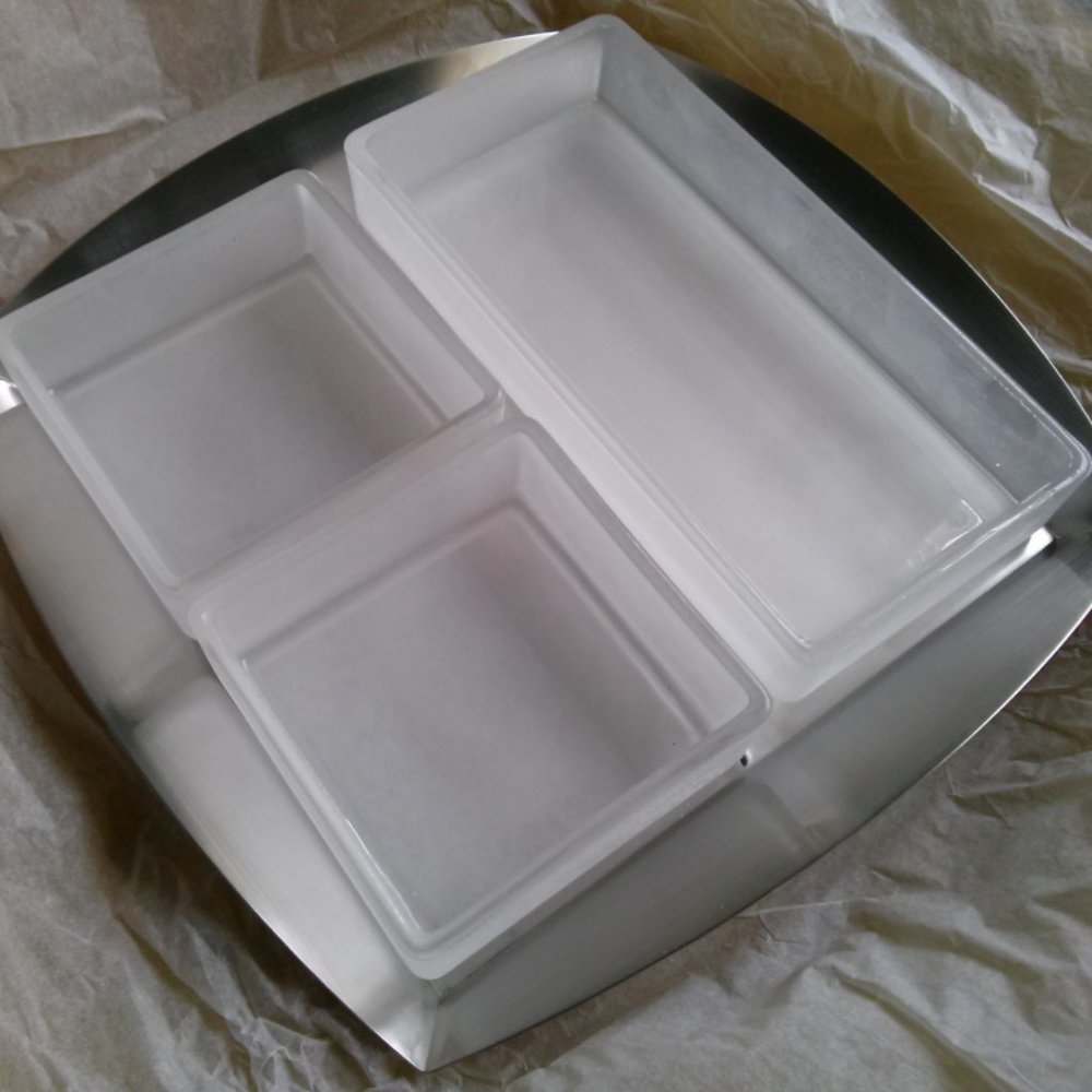 Yamazaki Signature Collection 18/10 Stainless Steel Snack Tray (3 glass inserts)